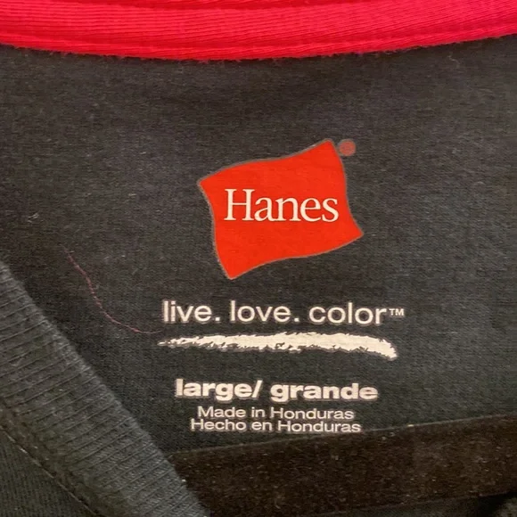 Large Kids Hanes black crew neck t-shirt - Picture 3 of 4